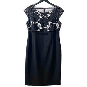 Calvin Klein Black Lace-Top Midi Dress